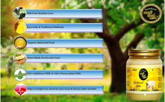 Natural Organic Cultured Desi A2 Ghee By Sakshi Farms | Rich In Vitamin A, D & K Healthy Vedic Bilona Method Pure Desi Ghee | (250ml) 8.4 Ounce | Jar Pack