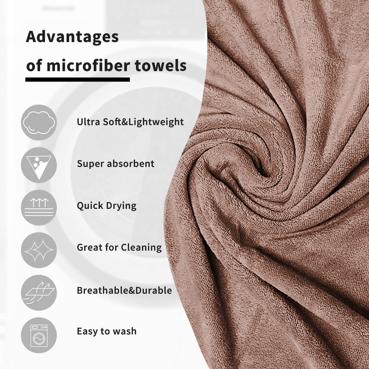 Sassoon Venir Microfiber Bath Towel 350 Gsm | Ultra Soft Material, Towel Medium Size For Women (Peanut)