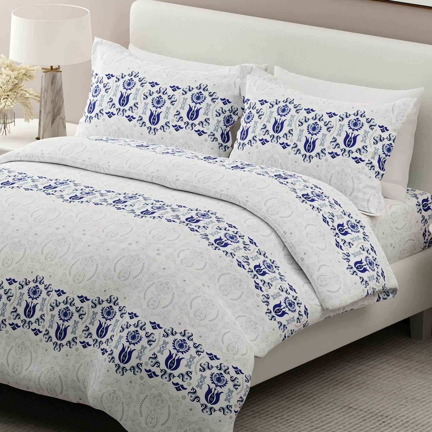 100% Cotton Bedsheet Set For Double Bed - 108 X 108 Inches, White | 1 Double Bed Sheet & 2 Pillow Covers - Gift For Weddings Or Birthdays King Size