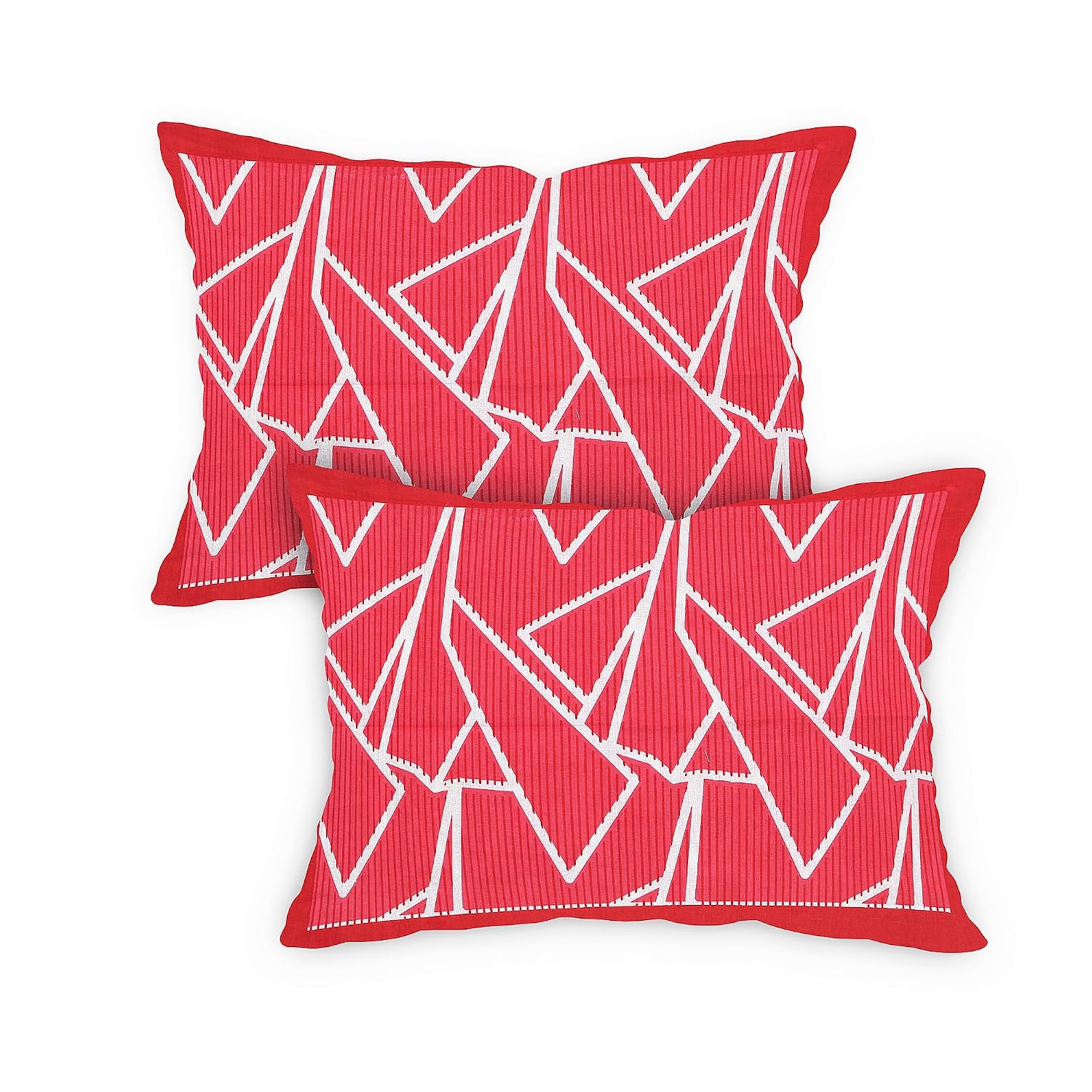 Printed Double Bedsheets For King Size With Tow Matching Pillow Covers - 90 X 100 Inches, Red & White | Comfort Jaipuri Collection Bedsheet - Suitable For All Seasons