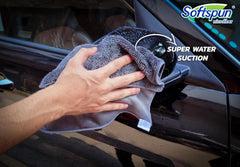 Softspun Microfiber Cloth Towel 600 Gsm | Extra Thick Microfiber Cleaning Cloths Perfect For Bike, Auto, Cars Both Interior & Exterior (Grey)- Pack Of 2