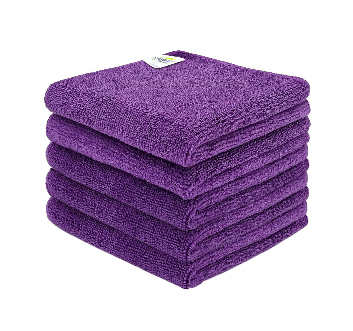 Softspun Microfiber Cleaning Cloths Towel 300 Gsm | Thick Lint & Streak-Free Multipurpose Cloths Automotive Microfibre Towels For Car, Bike Cleaning Polishing Washing Pack Of 5 (Purple)