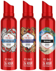 Old Spice Wolfthorn +  Lionpride + Nomad No Gas Deodorant Body Spray Perfume 140ml Each 4.7 Fl.oz. | For Men | Combo Of 3