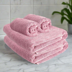 Heelium Bamboo Towel Set 2 Bath & 2 Hand Towel 1300 Gsm | Super Soft & Antibacterial Towel (Peach) - 4 Piece