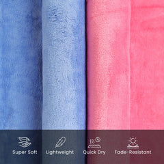 U & U Unique Utilities Microfiber Bath Towels Large Size 400 Gsm | Bath Towel For Men & Women | Soft, Ultra Absorbent & Quick-Dry Towels For Bathing (Pink & Blue) - Set Of 2