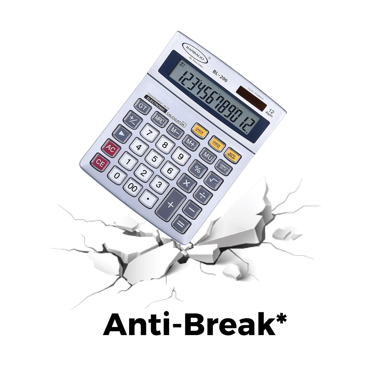 Bambalio 12 Digits Bl-200 Big Display Electronic Calculator With 3 Years Warranty | Solar Panel & 3 Years Battery Life