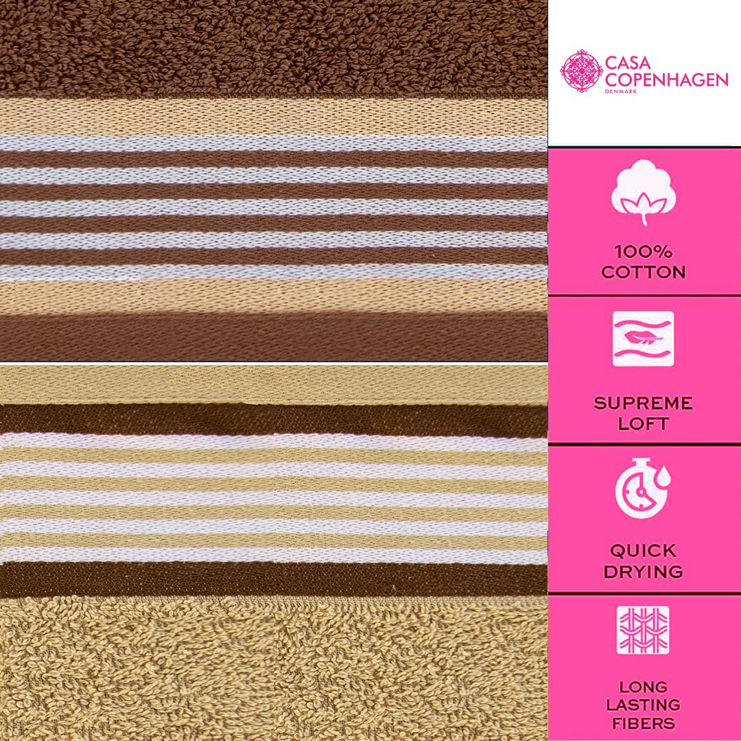 Casa Copenhagen Germany Design 500 Gsm | He & She Super Soft Collection 100% Cotton Large Bath Towel - Brown & Sandy Beige (2 Pieces)