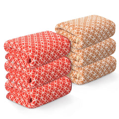 Kuber Industries Microfiber Soft Face Towel 1200 Gsm | Absorbent Hanging Hand Towels For Wash Basin Bathroom | Circle - Red & Golden (6 Pcs)