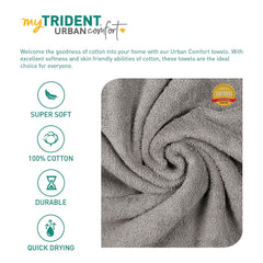 Mytrident 100% Cotton Bath Towels 450 Gsm | Towels For Bath Small Size Trident Bath Towel - Soft & Absorbent (Charcoal)