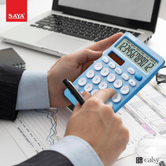 Saya Sy-c101 Ultra-fast, Ultra-light Desktop Calculator | Ergonomic Design | Perfect For Office, School, And Home Use | 3-year Warranty | Sleek Blue Color For Style & Functionality.