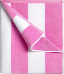 Tiqh Organic Cotton Highly Absorbent & Quick Dry Extra Large Beach Oversized Towel, Cabana Stripe Beach Towel 500 Gsm (Pink)