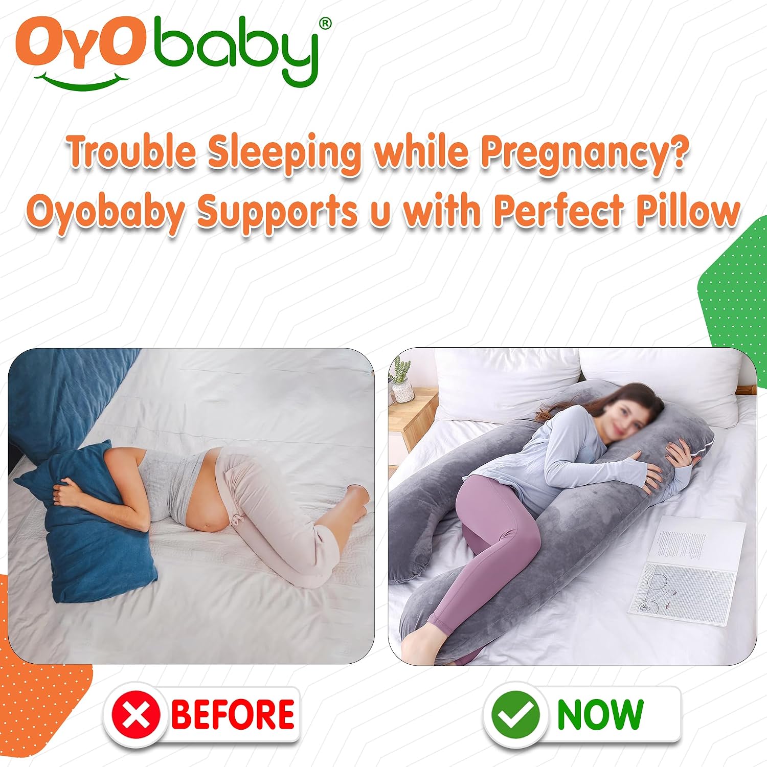 Cooling Pregnancy Pillows, U-Shaped Silky Maternity Pillow For Pregnant Women, Grey | Full Body Support Pillow For Sleeping, Back Pain Relief & Pregnant Legs, Hips, Belly Support