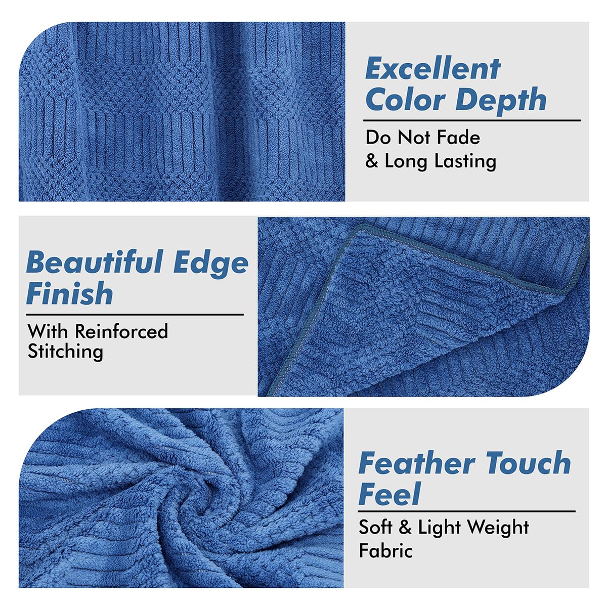 Urbanleaf Microfiber Large Bath Towel 340 Gsm | Quick Dry Super Absorbent Bath Towel For Men & Women (Blue)