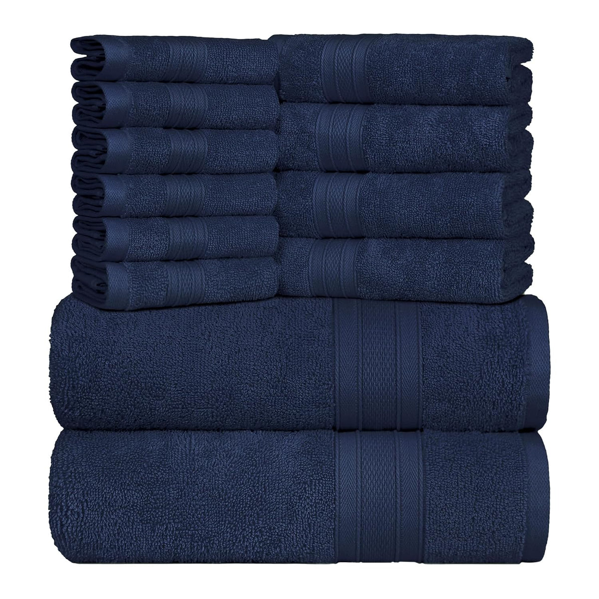 Trident Soft Comfort Air Rich Bath Towels 500 Gsm | 100% Cotton Towel, Super Soft, Highly Absorbent, 12 Pieces (Navy)
