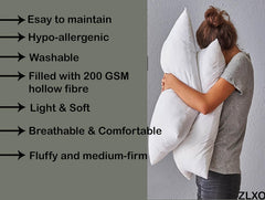 Soft Microfiber Cushion For Sofa & Bed, Decorative Square Pillow, White - 16 X 16 Inch | Pillow For Living Room, Bedroom & Office, Durable & Comfortable | Neck Support, Washable - Set Of 5