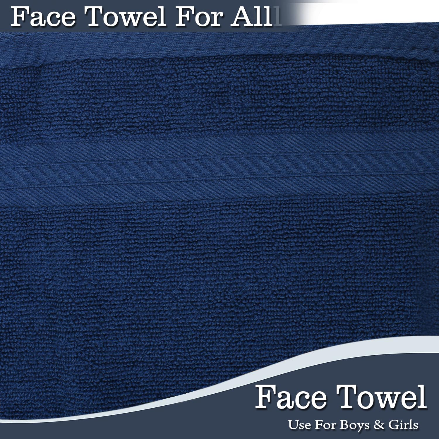 Fresh From Loom Face Towel 500 Gsm | 100% Cotton Ultra Soft, Absorbent & Quick Dry Towel For Facewash (Navy Blue) - Set Of 6 Pcs