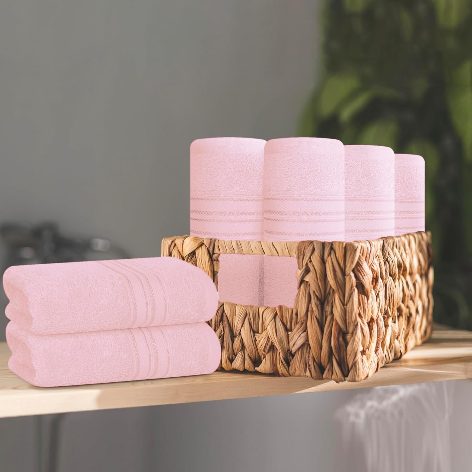 Boutiquo Ultra Soft 100% Cotton Washcloths 1800 Gsm | Contains Face Cloths Compact & Lightweight Multi Purpose Washcloths - Pink (12 Piece)