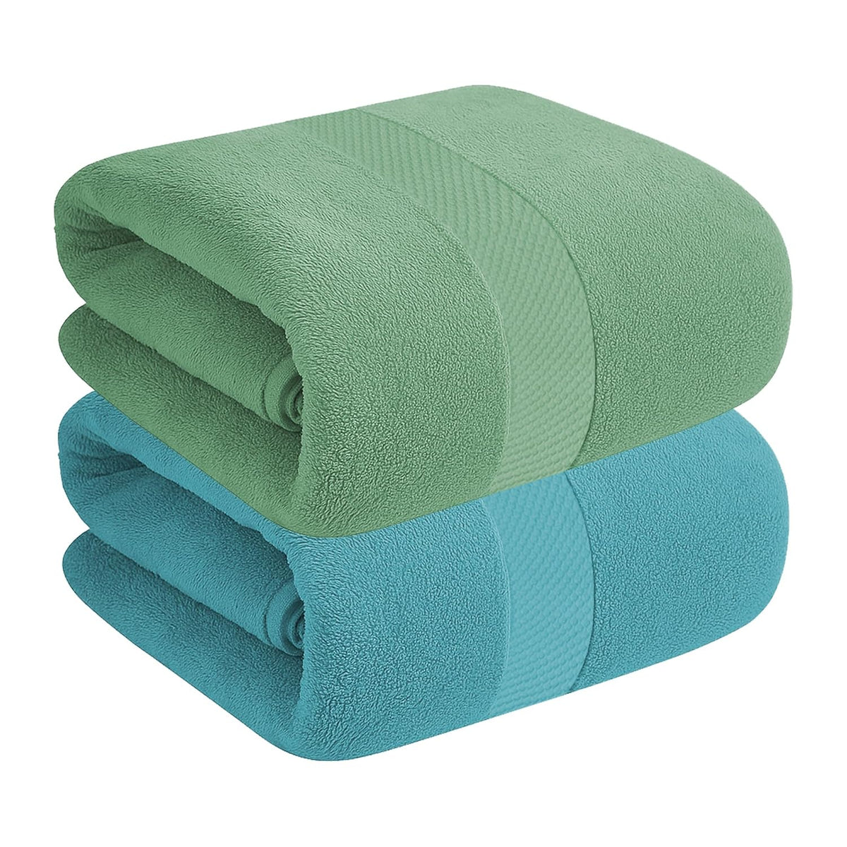 House Of Terry 100% Cotton Bath Towel 900 Gsm | Quick Dry, Soft & Absorbent, Fade-Resistant, Skin-Friendly For Men & Women Towel (Green & Sky Blue) - Pack Of 2