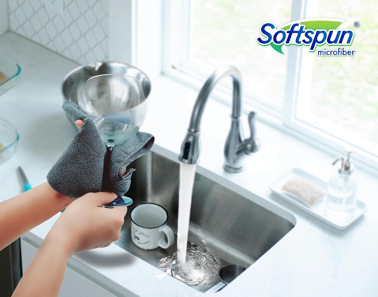 Softspun Microfiber Cleaning Cloths 2500 Gsm | Highly Absorbent, Lint & Streak Free, Multi -Purpose Wash Cloth For Kitchen, Car, Window, Stainless Steel (24 Pcs)- White