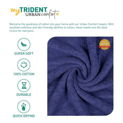 Mytrident 100% Cotton Bath Towels 450 Gsm | Trident Bath Towel Small Size - Soft & Absorbent | Urban Comfort (New Navy)