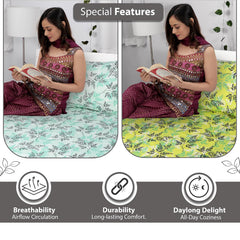 Combo 2 Single Bedsheet With 2 Pillow Cover - 57 X 87 Inches, Light Green & Sea Green | 144 Thread Count Lightweight, Soft, Skin Friendly - Everyday Use Cotton Bedsheet