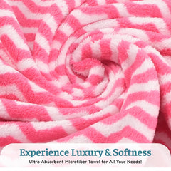 Heart Home Microfiber Soft Face Towels 500 Gsm | Quick Dry & Absorbent Hanging Hand Towels Zig Zag - Pink (Pack Of 2)
