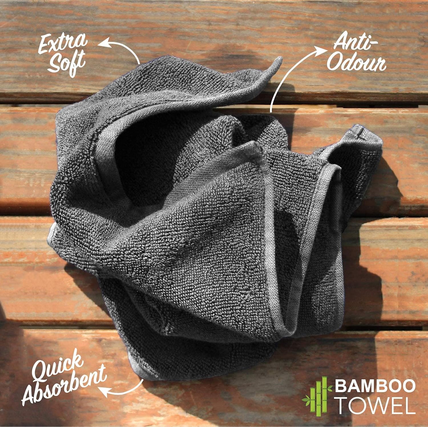 Heelium Bamboo Bath Towel 1000 Gsm | Ultra Absorbent 3x Softer Than Cotton Towels (Grey)- Pack Of 2