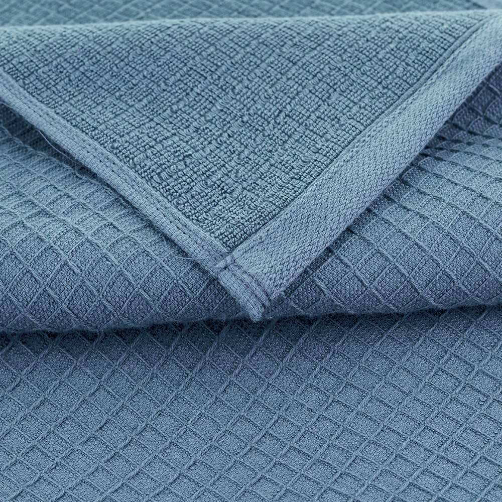 Casa Copenhagen Egyptian Cotton Waffle Large Bath Towel 500 Gsm (Dusty Blue)