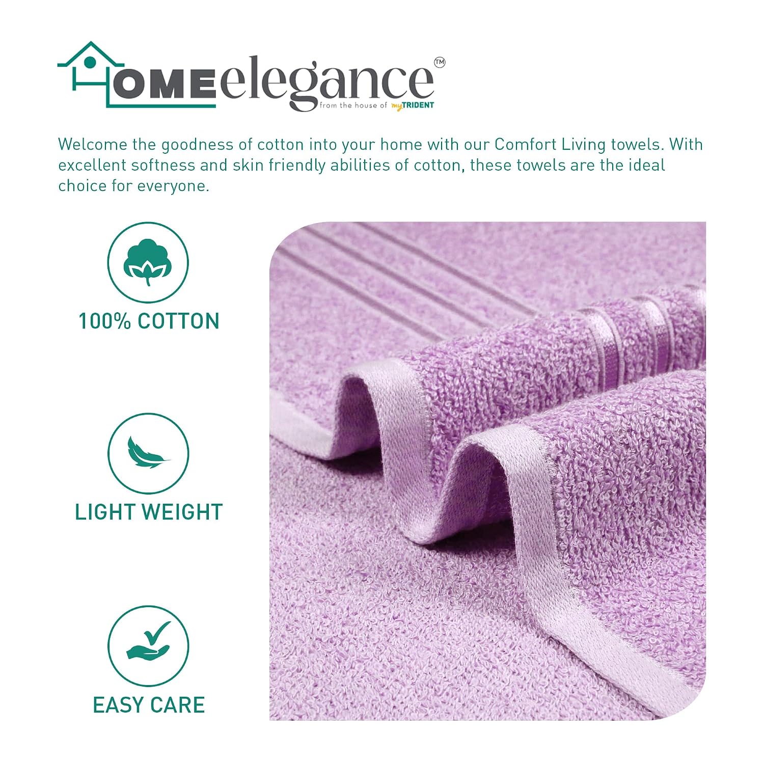 Home Elegance Comfort Living Hand Towel 200 Gsm (Violet Sky)- Pack Of 2