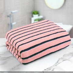Story@Home Bath Towels 400 Gsm Large Size | Towels For Men, Women & Kid Perfect For Gym Towel (Peach Stripes)