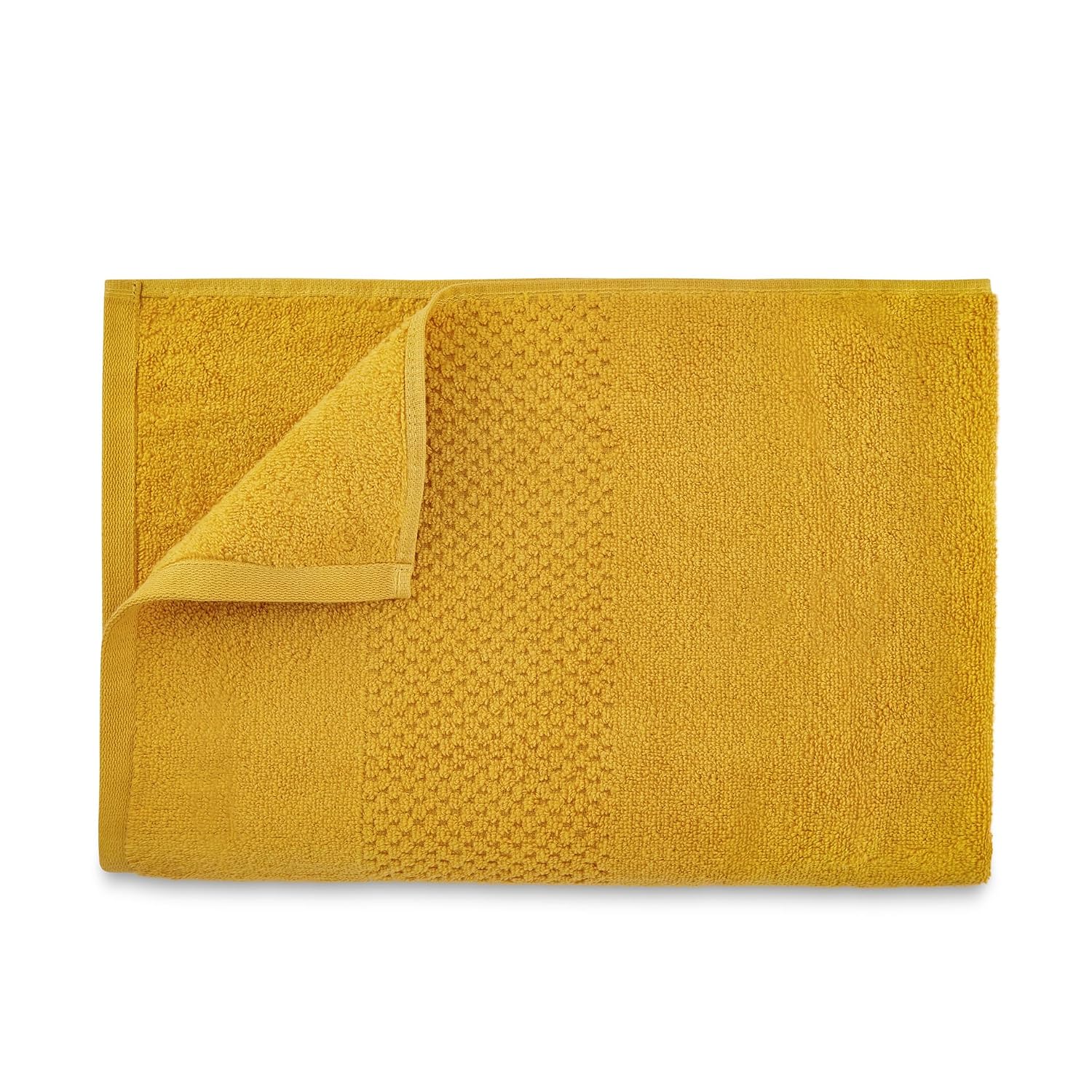 Spaces 100% Cotton Bath Towel 500 Gsm | Quick Dry Nano Spun Special Texture Bath Towels (Dark Yellow)