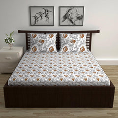Queen Size Double Bedsheet With 2 Pillow Covers - 87 X 100 Inches, Grey | 144 Thread Count Pure Cotton Bedsheet - Light Weight, Soft, Skin Friendly | Perfect For Gifting
