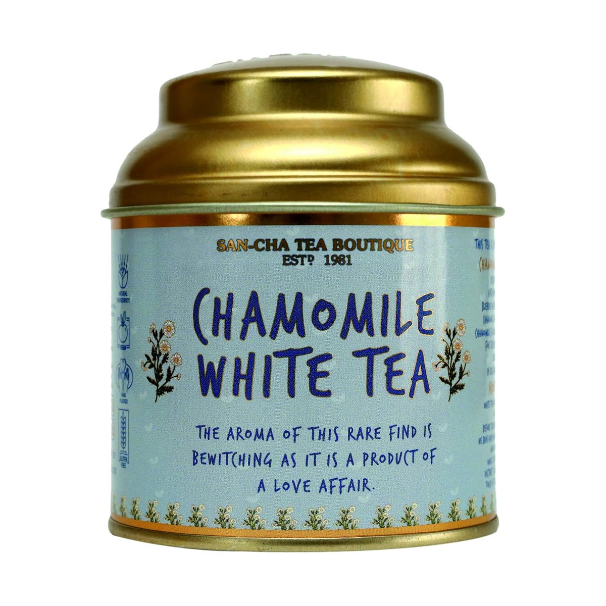 San-Cha Chamomile White Tea - 25gm, 0.8 Ounce, 25 Silky Tea Bags | Boosts Immunity & Metabolism Naturally - Supports Calm & Relaxation | Low Caffeine, Richest In Antioxidants