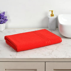 Cotton Bolls Textiles Soft Fabric Bath Towels 250 Gsm Large Size Soft & Absorbent 1 Piece Bath Towel For Men/Women In Daily Use (Red)