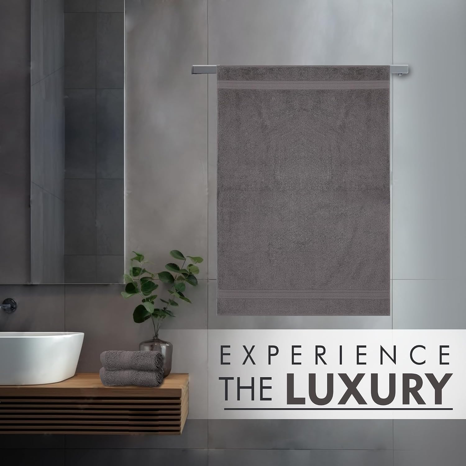 Ambra Linens 500 Gsm Highly Absorbent Towel, 100% Cotton, Soft & Plush, All Seasons Use, Large, Everyday Use, Durable (Solid Grey)