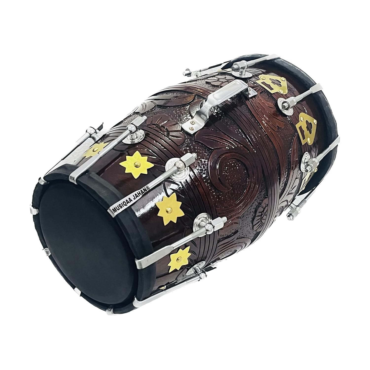 Handmade Sheesham Wood Dholak With Bag - Brown | Perfectly Symmetric Round Dholak - Dholak For Festival, Wedding, Satsang | Very Easy To Tune