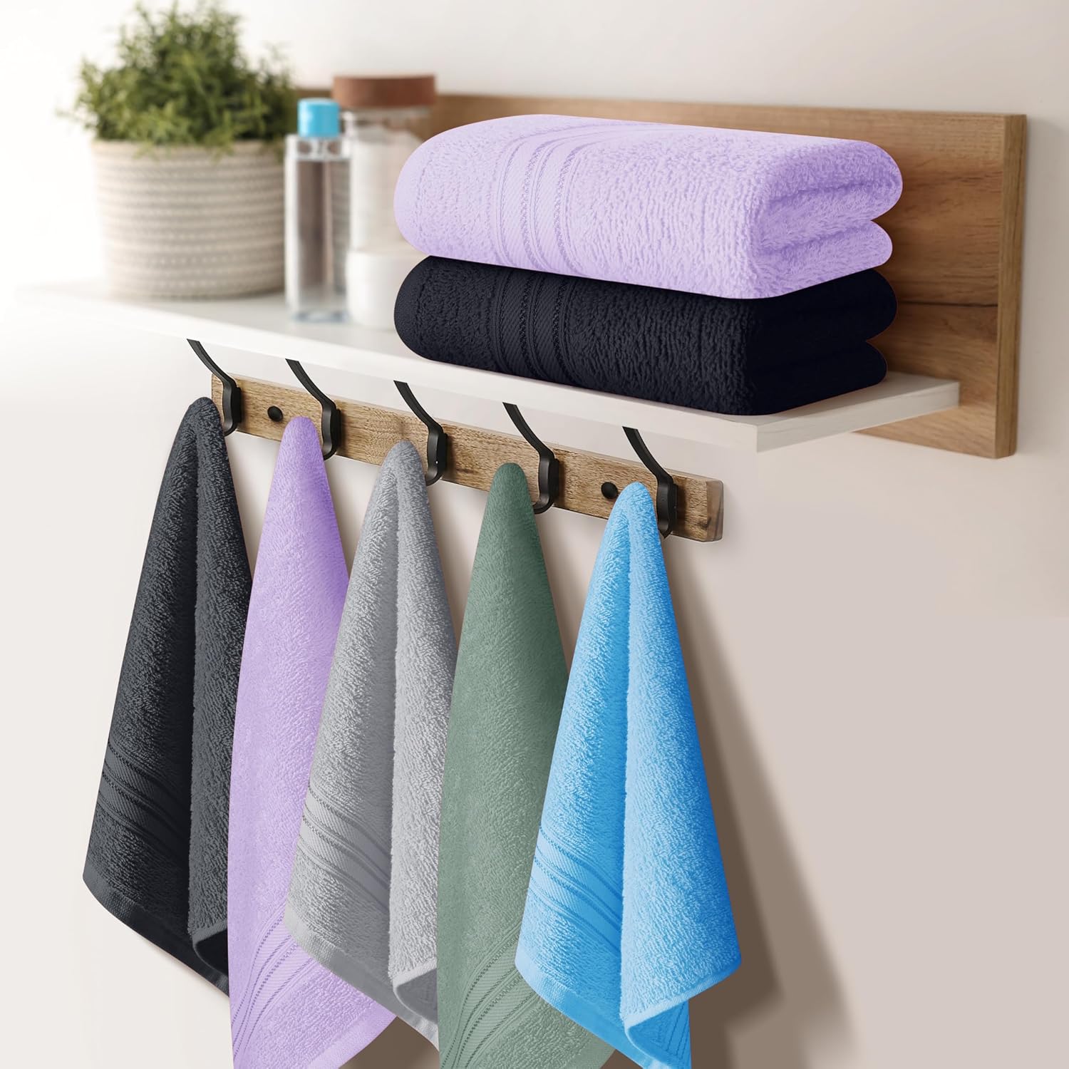 Boutiquo Ultra Soft 100% Cotton Washcloths 1800 Gsm | Contains Face Cloths Compact & Lightweight Multi Purpose Washcloths - Multicolor (12 Piece)