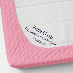 Cotton Elastic Fitted King Size Double Bed Bedsheet With 2 Pillow Covers - 72x78x6 Inches, Baby Pink | Durable Bedsheets For Everyday Comfort