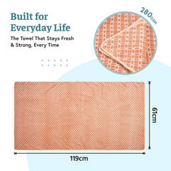 Heart Home Microfibre Bath Towel 1120 Gsm | Quick Dry Absorbent Gym Sweat Workout & Shower Body Towel - Red & Golden (4 Pcs)