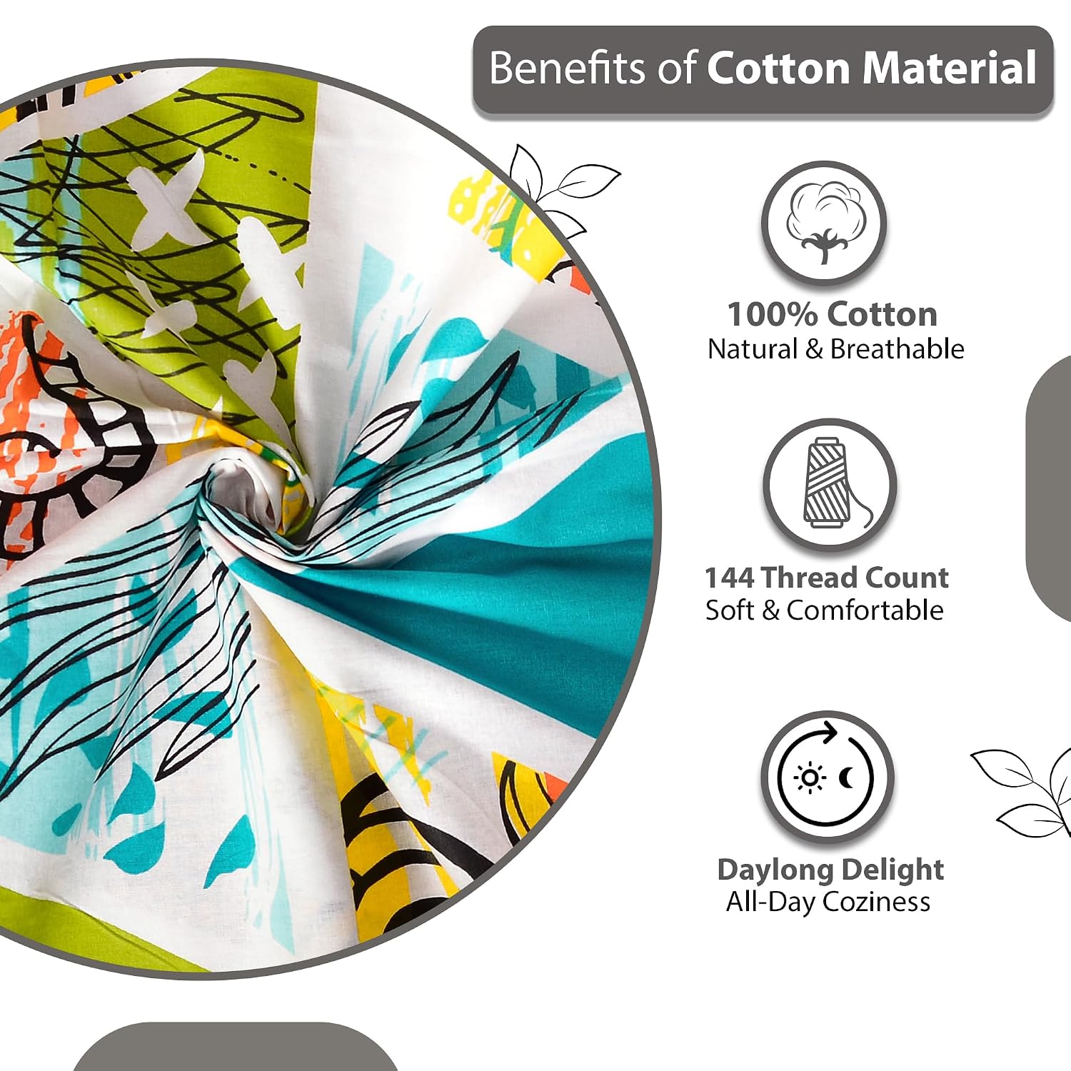 100% Cotton Single Bedsheet With 1 Matching Pillow Covers - 57 X 87 Inches, Multicolor | Perfect For Home & Gifts - Softness & Natural Breathability