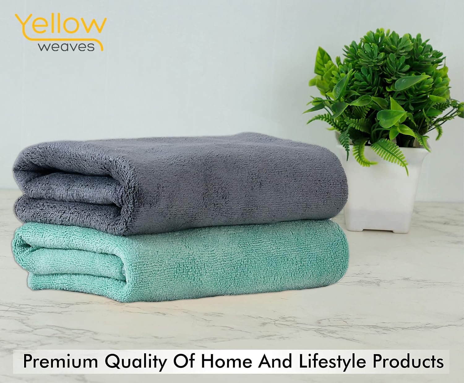 Yellow Weaves Super Soft Microfiber Hand Towels, Gym & Workout Towels 400 Gsm, Set Of 2, Multicolour