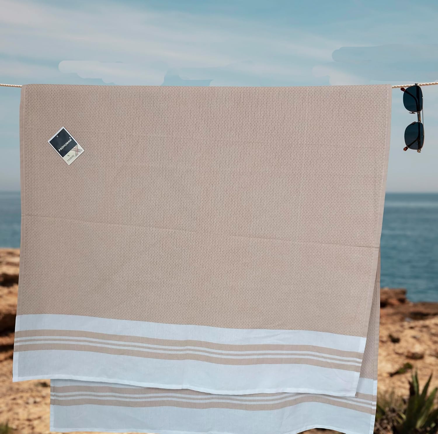 Padhumam Cotton Large Size Bath Towel 400 Gsm | Towels For Men & Women (Beige)