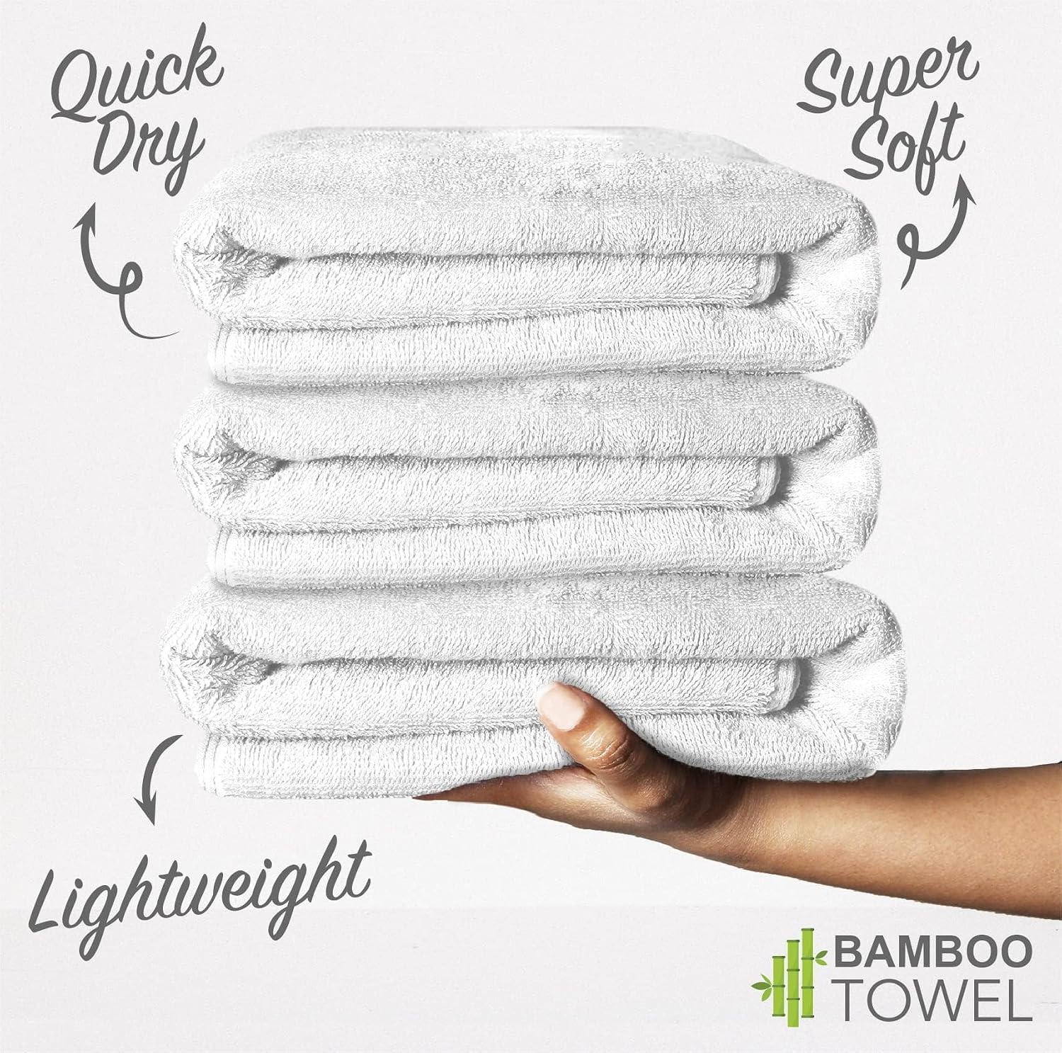 Heelium Bamboo Bath Towel 3x Softer & Quick Drying 400 Gsm (White)