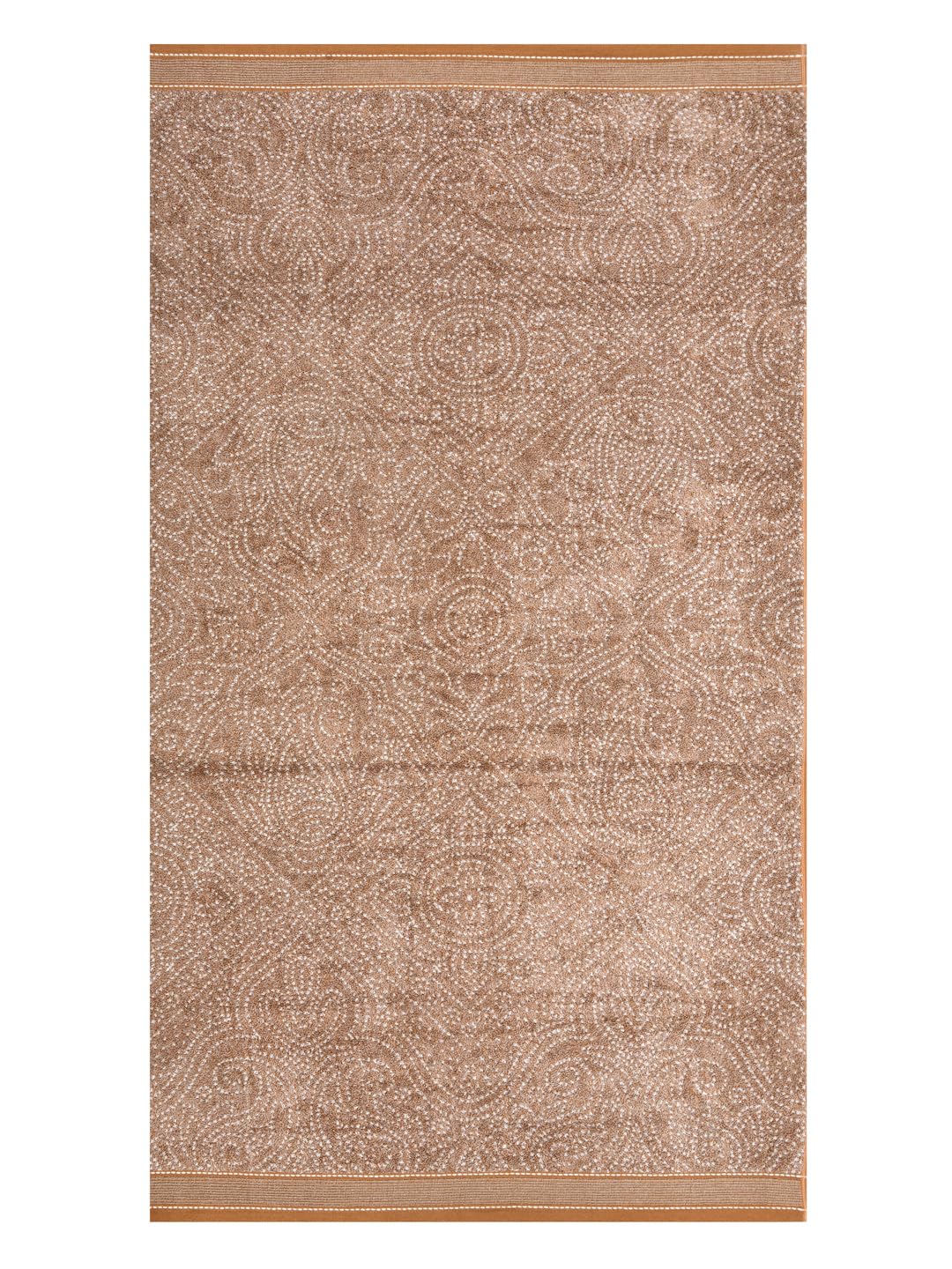 Homefresh Decorative Cotton Bath Towel 500 Gsm | Geometric Pattern Brown & White (Elmer)