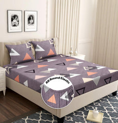 Premium Cotton Double Bedsheet For With 2 King Size Pillow Covers Soft | 72x78+10 Inches, Grey - Double Bed With All Around Elastic | Soft & Smooth To The Touch