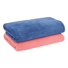 Urbanleaf Microfiber Large Bath Towel 300 Gsm | Quick Dry Super Absorbent - Bath Towel For Men & Women | Pack Of 2 (Blue & Pink)