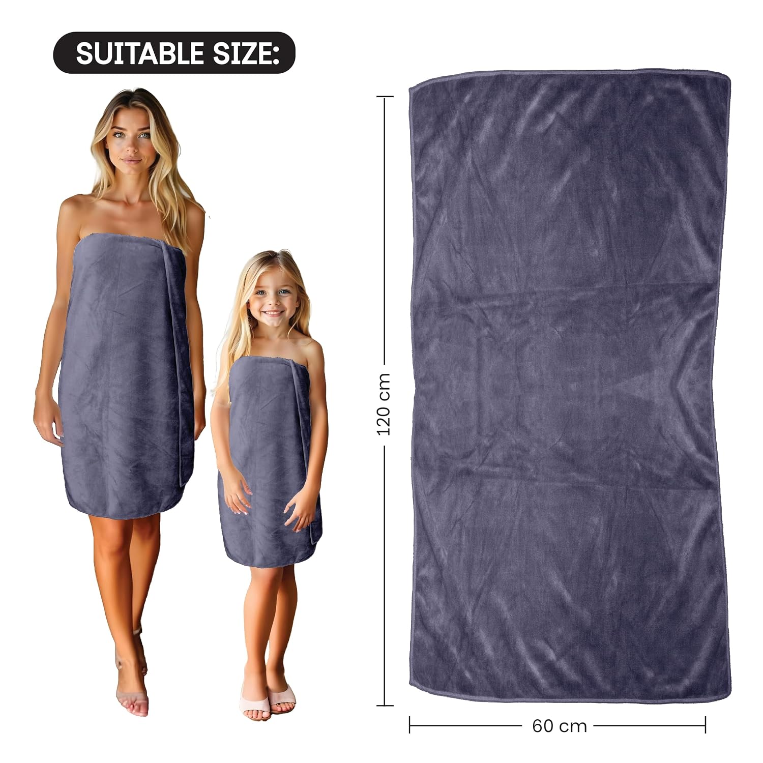 Housse Premium Microfiber Bath Towel 550 Gsm | Extra Large Quick Dry Towels Super Soft Plush | Ultra Absorbent For Home, Swimming, Sports, Travel (Charcoal Grey)