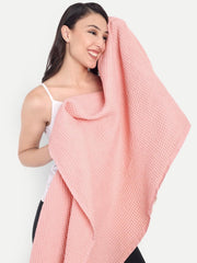 Hamelin The Ezra Waffle Weave Bath Towel 280 Gsm | Pure Cotton Lightweight & Water Absorbent Softer Touch, Quick Dry Towels For Women | Ideal For Travel (Soft Pink)