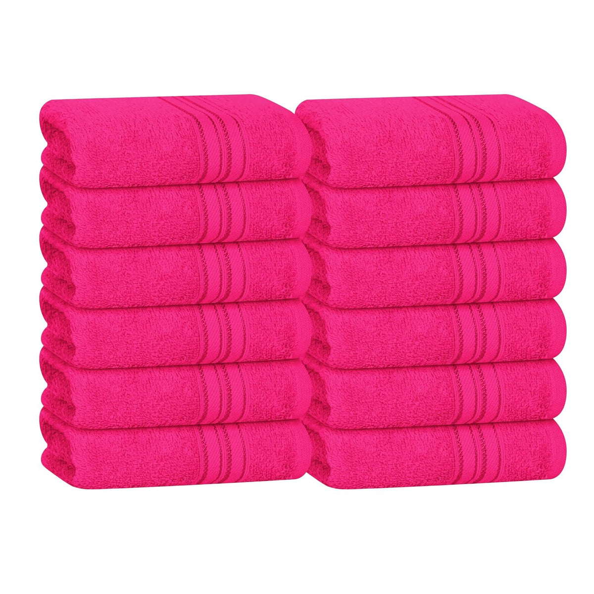 Boutiquo Ultra Soft 100% Cotton Washcloths 1800 Gsm | Contains Face Cloths Compact & Lightweight Multi Purpose Washcloths - Hot Pink (12 Piece)