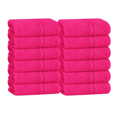 Boutiquo Ultra Soft 100% Cotton Washcloths 1800 Gsm | Contains Face Cloths Compact & Lightweight Multi Purpose Washcloths - Hot Pink (12 Piece)